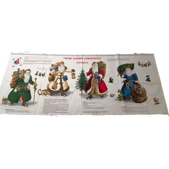Cranston Other - 2 VIP Star Dust Olde Father Christmas Tree Victorian Santa Applique Fabric Panel